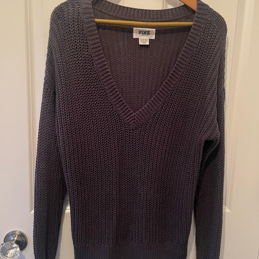 PINK Victoria's Secret Charcoal V-Neck Sweater